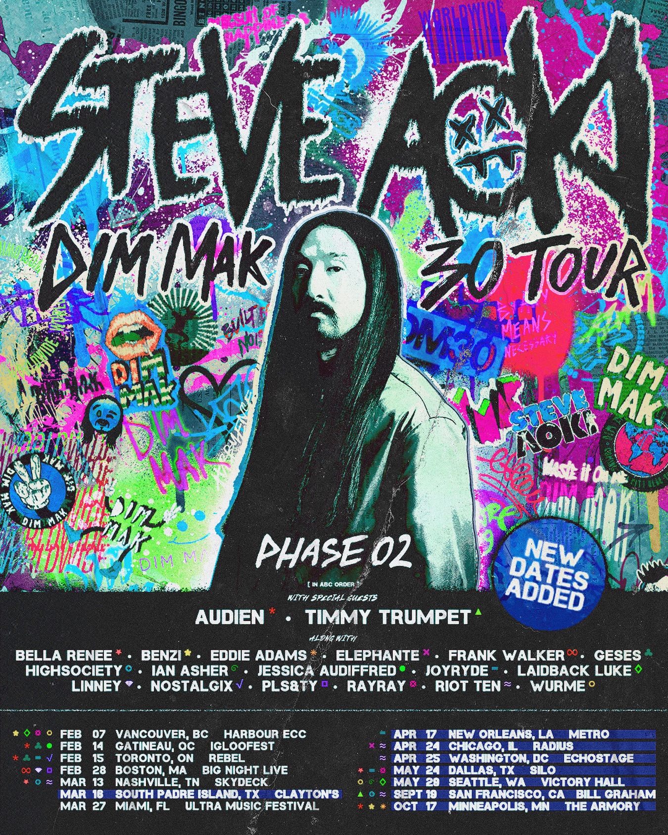 Steve Aoki Dim Mak 30 Tour Poster 2026